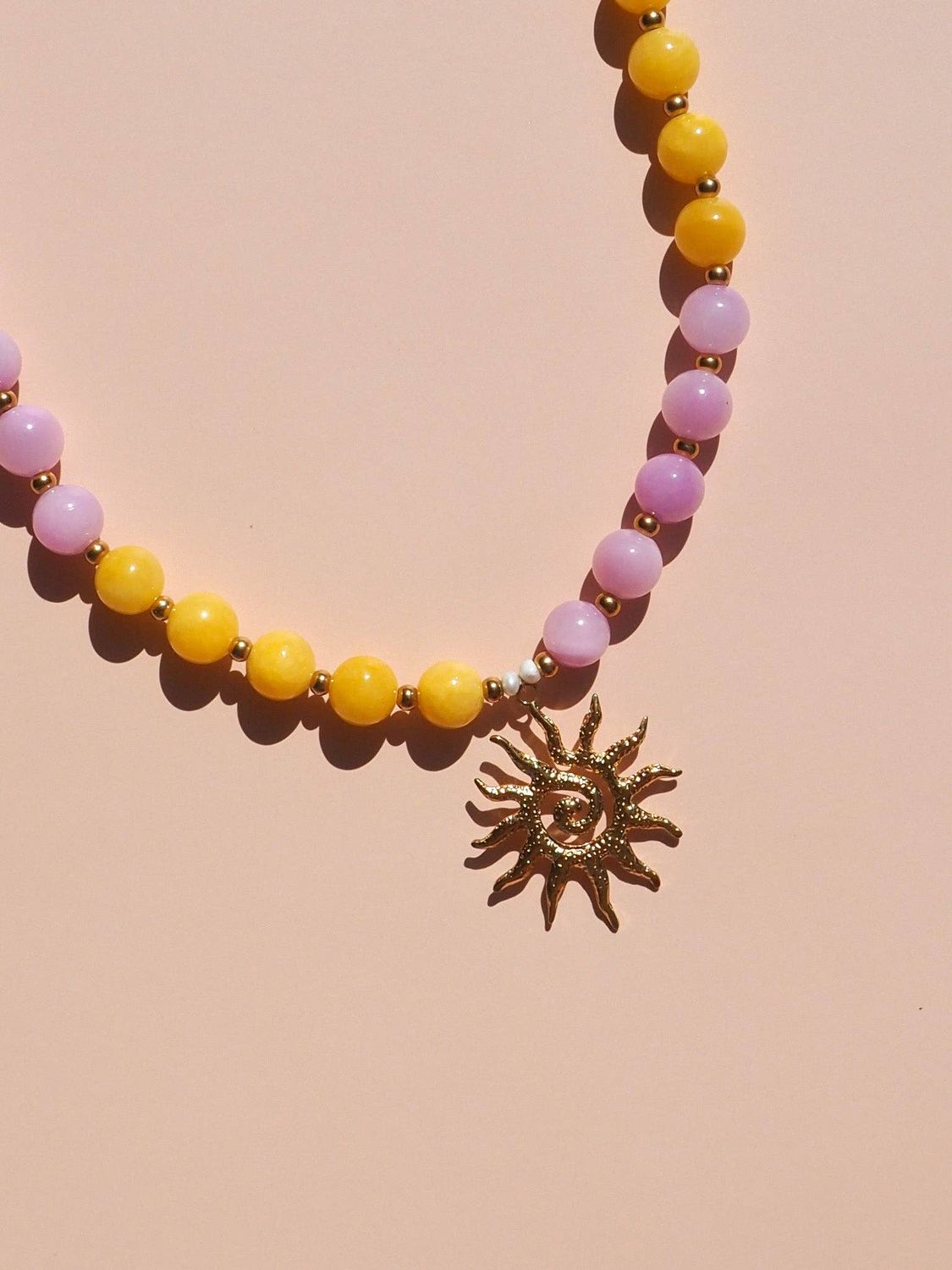 Spiral Sun Pink &amp; Yellow: (Gold) 18K Gold over Stainless Steel