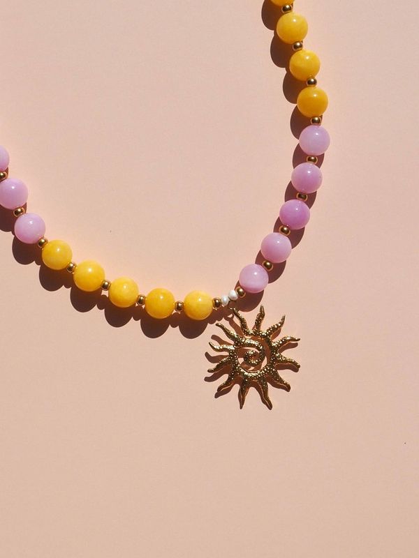 Spiral Sun Pink &amp; Yellow: (Gold) 18K Gold over Stainless Steel