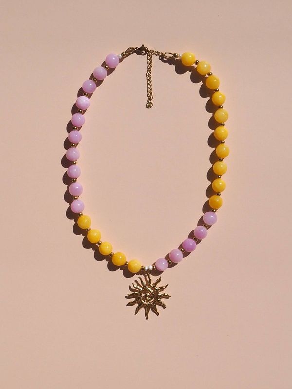 Spiral Sun Pink &amp; Yellow: (Gold) 18K Gold over Stainless Steel