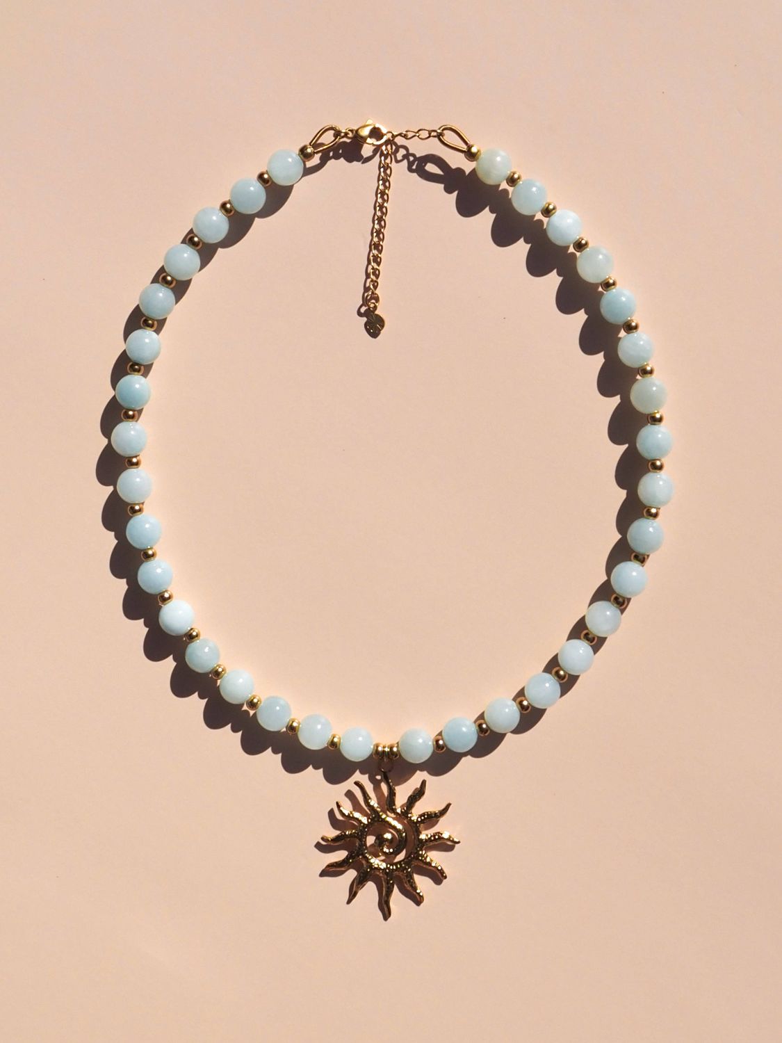 Spiral Sun - Blue: (Gold) 18K Gold over Stainless Steel
