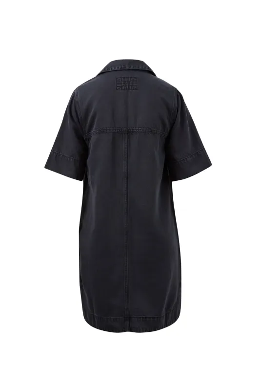 Bonnie Relaxed Shirt Dress - Washed Black