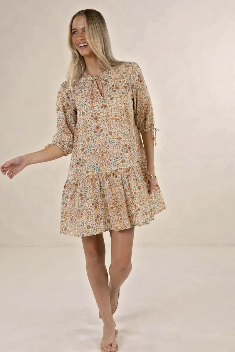 Rumi Smock Dress - Almond Print, Size: Small