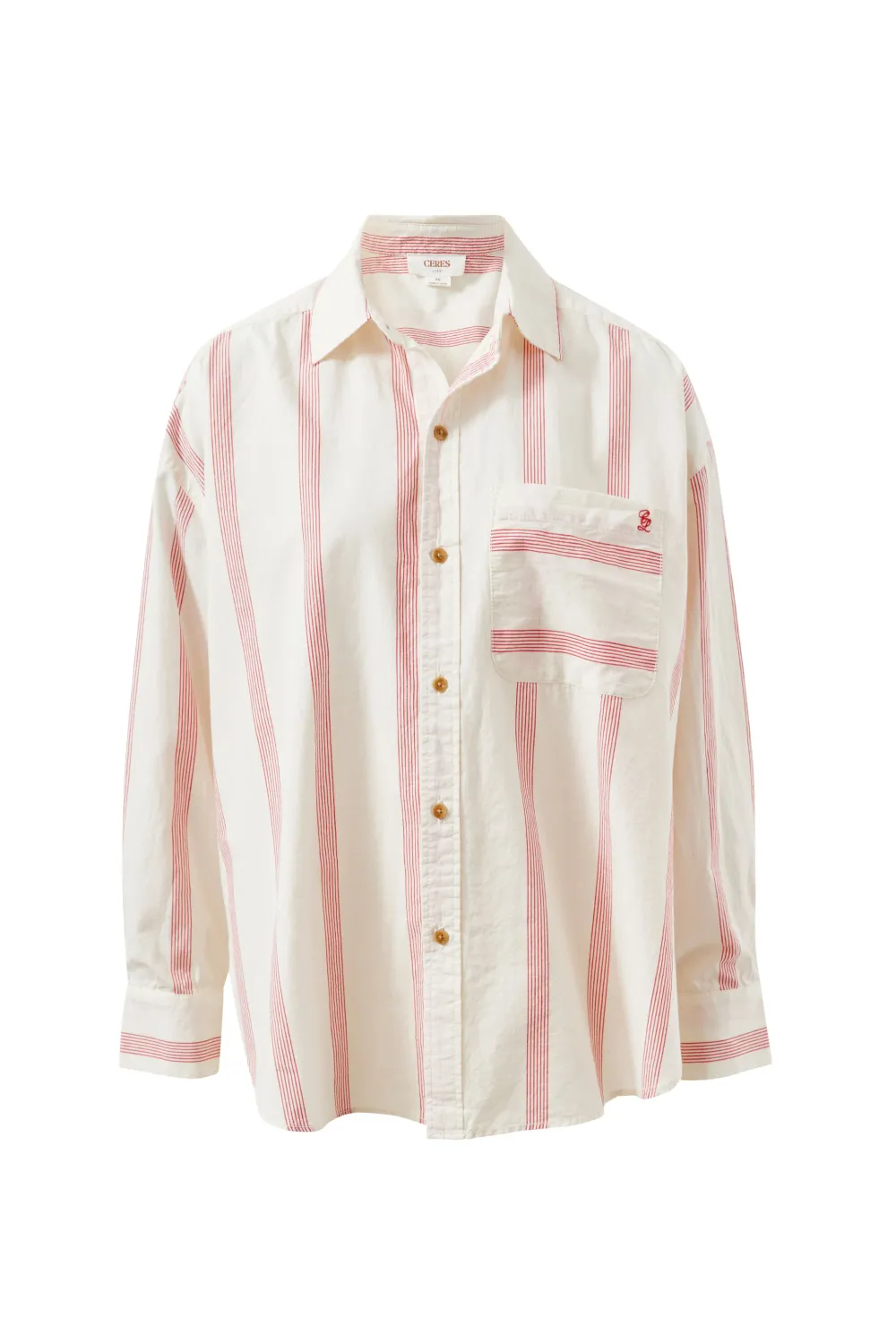 Peta Oversized Shirt - Variegated Red Stripe, Size: Small