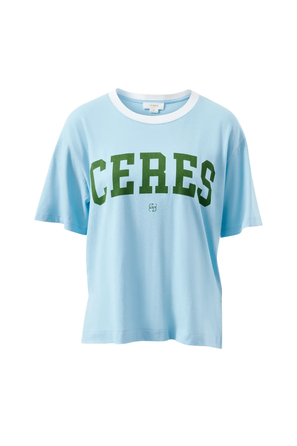 Stevie Slouchy Tee - Fresh Blue/Basil Varsity, Size: X Small