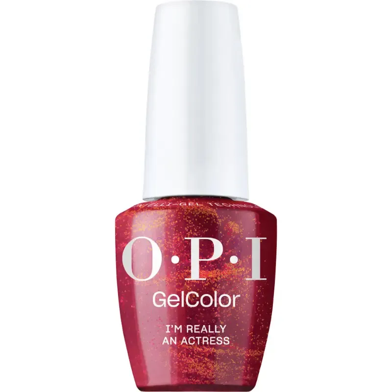 OPI I'm Really an Actress bordeaux gellak met glinsters afwerking. Semi-permanente nagellak in een diepe bordeaux tint met subtiele glans en glinsters, perfect voor een elegante en verfijnde uitstraling.