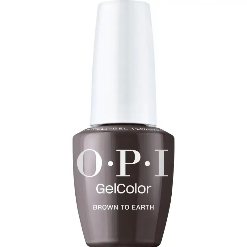 OPI Brown to Earth bruine gellak met glansafwerking. Semi-permanente nagellak in een rijke, aardse bruine tint met een glanzende afwerking, ideaal voor een klassieke en warme uitstraling.
