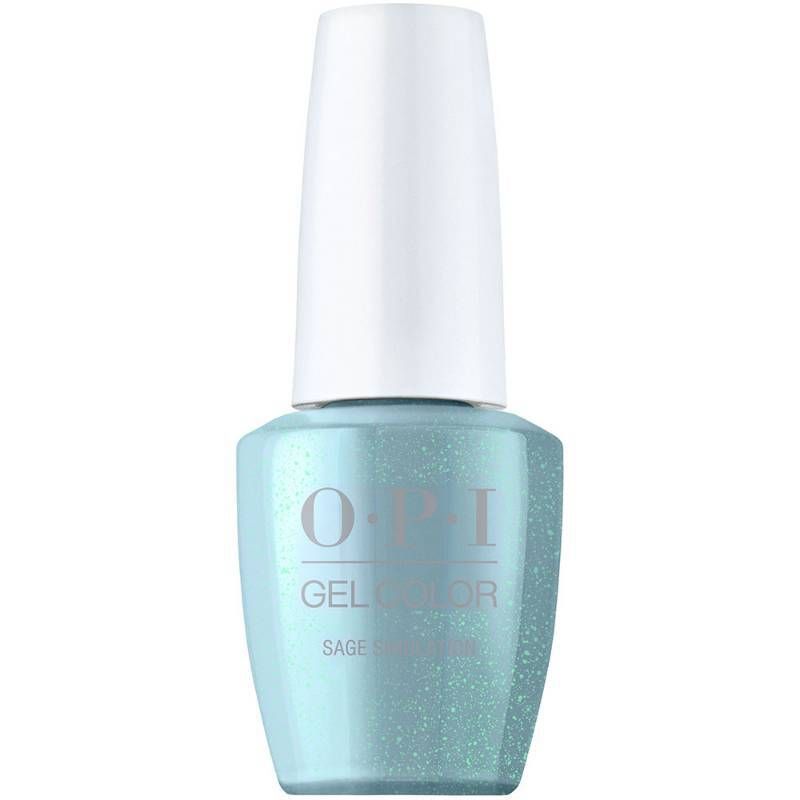OPI Sage Simulation blauwe gellak met metallic afwerking. Semi-permanente nagellak in een diepe blauwe tint met een metallic glans, ideaal voor een moderne en gedurfde uitstraling.