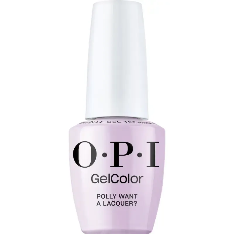 OPI Polly Want a Lacquer? purple gel polish with glossy finish. Semi-permanent nail polish in a vibrant purple shade with a glossy finish, perfect for a bold and striking look.