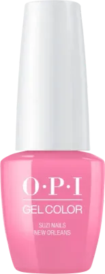 OPI Suzi Nails New Orleans vernis gel rose avec finition brillante. Vernis semi-permanent dans une teinte rose fraîche avec une brillance durable.