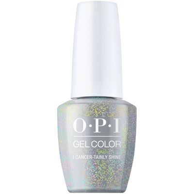 OPI I Can-certainly Shine silver gel polish with glitter finish. Semi-permanent nail polish in a stunning silver shade with sparkling glitter, perfect for a bold and radiant look.