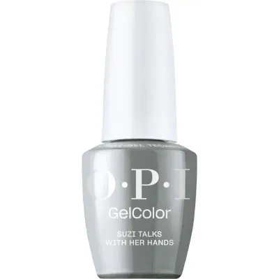 Suzi Talks With Her Hands - GelColor - 15ml OPI Suzi talks with her hands vernis gel gris avec finition brillante. Vernis semi-permanent dans une teinte grise élégante avec une brillance durable.