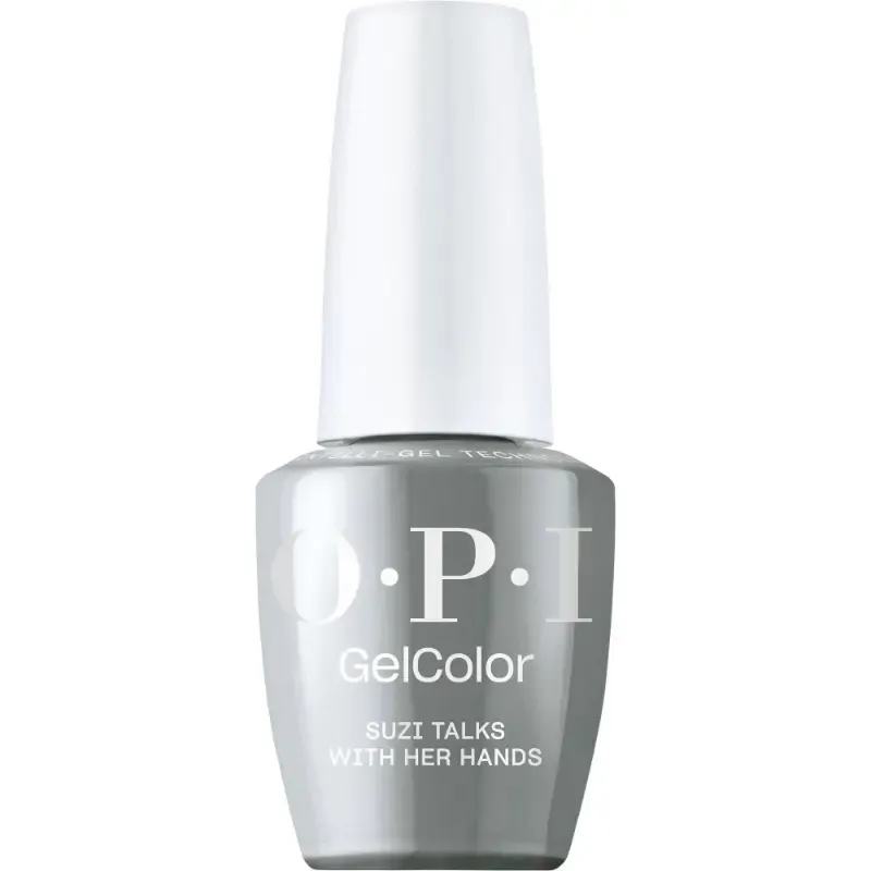 OPI Suzi talks with her hands grijze gellak met glansafwerking. Semi-permanente nagellak in een stijlvolle grijze tint met een langdurige glans.