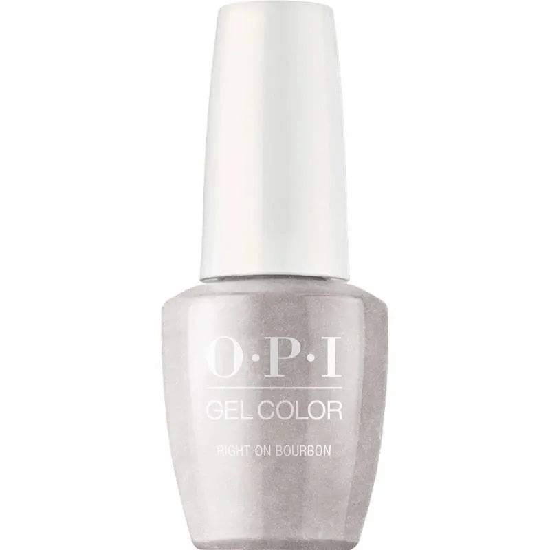 OPI Take a Right on Bourbon vernis gel argenté avec finition métallique. Vernis semi-permanent dans une teinte argentée avec une finition métallique.