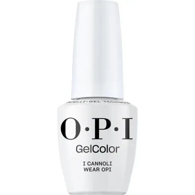 OPI gellak I Cannoli Wear OPI, pure witte kleur met een glanzende afwerking, perfecte gellak voor een elegante en verfijnde uitstraling."