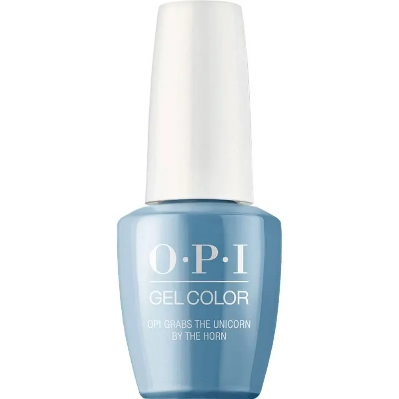 OPI gel polish Grabs the Unicorn by the Horn, vibrant sky blue color with a glossy finish, perfect gel polish for a playful and bold look.