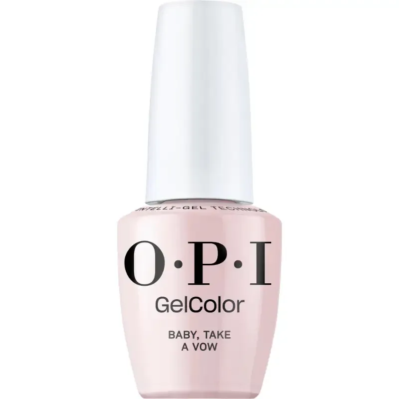 OPI gel polish Baby Take a Vow, soft pink color with a glossy finish, perfect gel polish for an elegant and refined look.