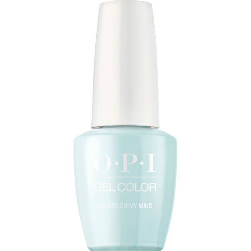Vernis gel OPI Gelato on My Mind, couleur bleue douce avec une finition brillante, gel parfait pour un look frais et détendu.