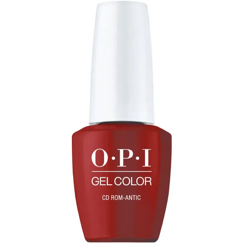 OPI CD Rom-antic burgundy gel polish with metallic finish. Semi-permanent nail polish in a deep, rich burgundy shade with a metallic finish, perfect for a refined and elegant look.