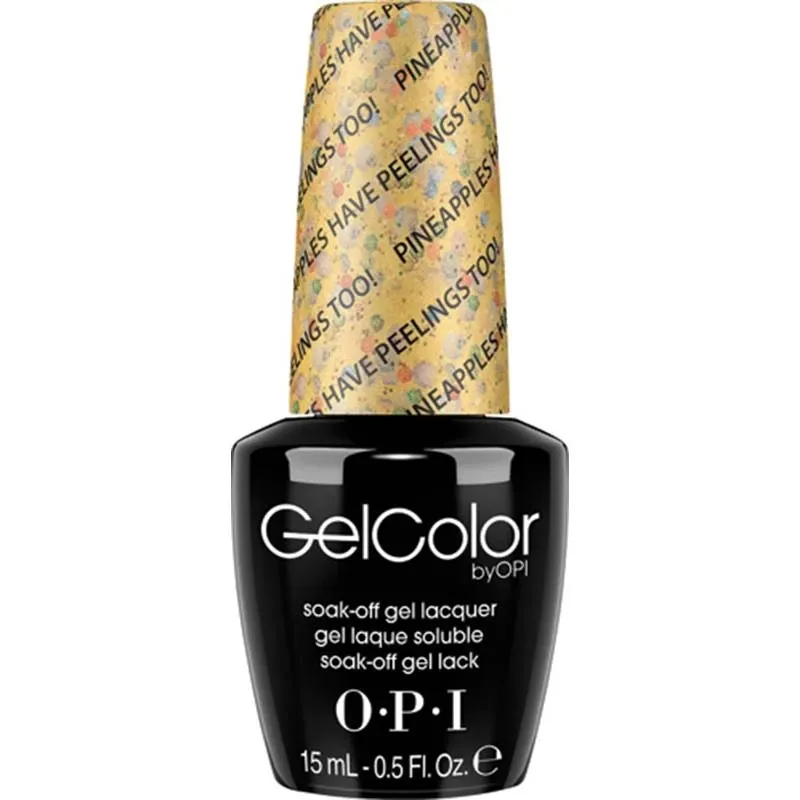 OPI Pineapples Have Peelings Too! gele gellak met glitters. Semi-permanente nagellak in een levendige gele kleur met schitterende glitters, perfect voor een speelse en zomerse uitstraling.