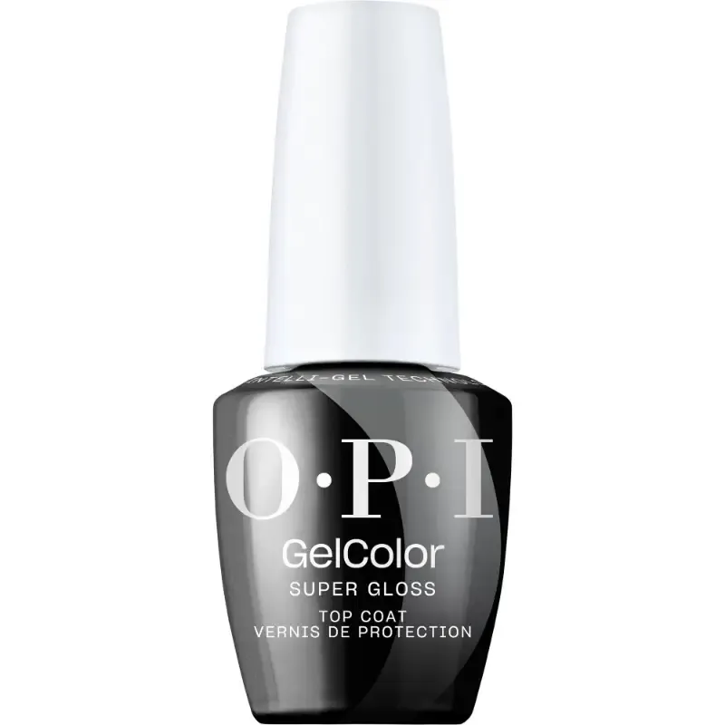 Top coat OPI pour vernis semi-permanent, offre une finition brillante et durable avec des résultats professionnels.