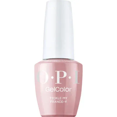 OPI Tickle My France-y nude gellak met glansafwerking. Semi-permanente nagellak in een warme, verfijnde nudetint met een subtiele glans, ideaal voor een chique en veelzijdige look.