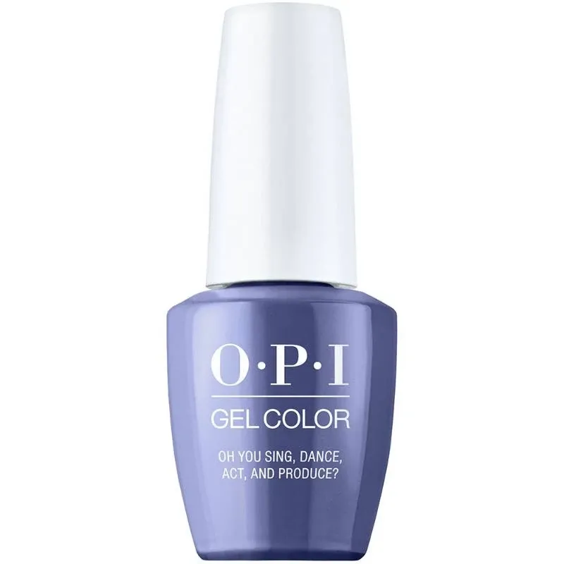 OPI Oh You Sing, Dance, Act and Produce? vernis gel bleu avec finition brillante. Vernis semi-permanent dans une teinte bleue vive avec une brillance éclatante, idéal pour un look énergique et audacieux.