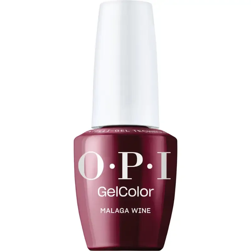 Bordeaux gel polish with a glossy finish, named "Malaga Wine" – A rich and classic shade that adds a touch of luxury to your nails.