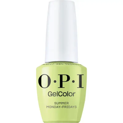 Vernis gel OPI Summer Monday-Fridays, couleur verte éclatante avec finition brillante, gel parfait pour un look vibrant et lumineux.