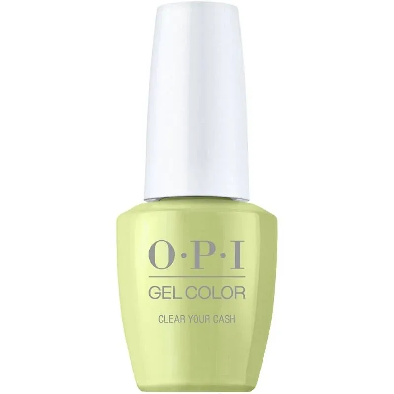Clear Your Cash - GelColor - 15ml Vernis gel OPI Clear Your Cash, couleur verte fraîche avec finition brillante, gel parfait pour un look vibrant et rafraîchissant.