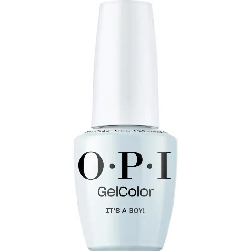 Vernis gel OPI It's a Boy!, tendre bleu pastel avec une brillance éclatante, gel parfait pour un look doux et intemporel.