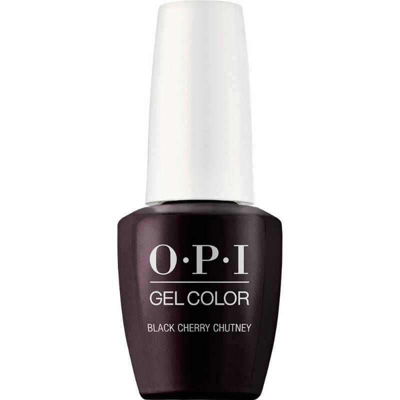 OPI Black Cherry Chutney bordeaux gellak met glinster. Semi-permanente nagellak in een diepe bordeaux tint met glinsters, perfect voor een verfijnde en chique uitstraling.