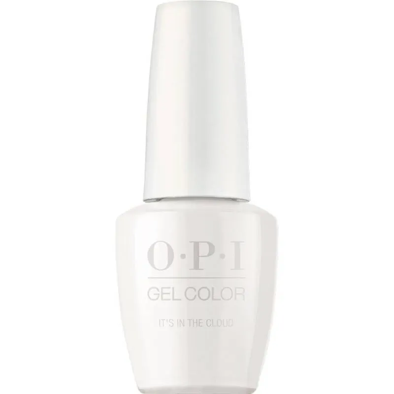 Vernis gel OPI It's in the Cloud, couleur blanche douce avec finition brillante, gel parfait pour un look frais et raffiné.
