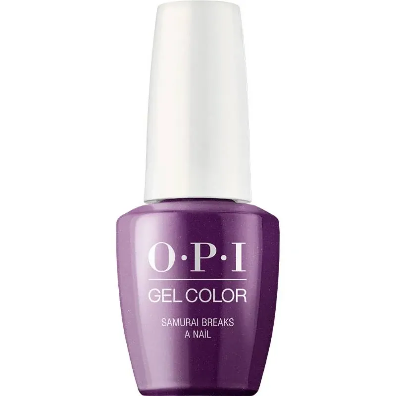 Vernis gel OPI Samurai Breaks a Nail, violet intense avec des paillettes éclatantes, gel parfait pour un look audacieux et dynamique.