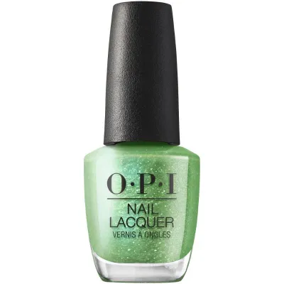 Green nail polish with a glitter finish, named Taurus-t Me. Perfect for a bold and festive look.