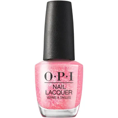 OPI nagellak Pixel Dust, roos met een glinsterende afwerking voor een speelse en sprankelende uitstraling.