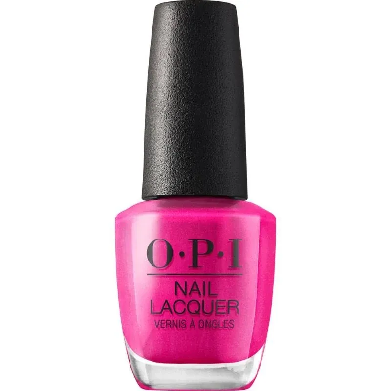 OPI nail polish La Paz-itively Hot, bold pink shade with a shimmering finish for a playful and striking look.