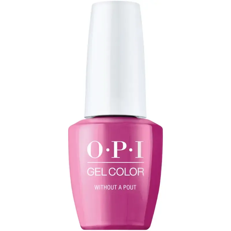 Vernis gel OPI Without A Pout, couleur rose avec finition brillante, gel parfait pour un look doux et raffiné.