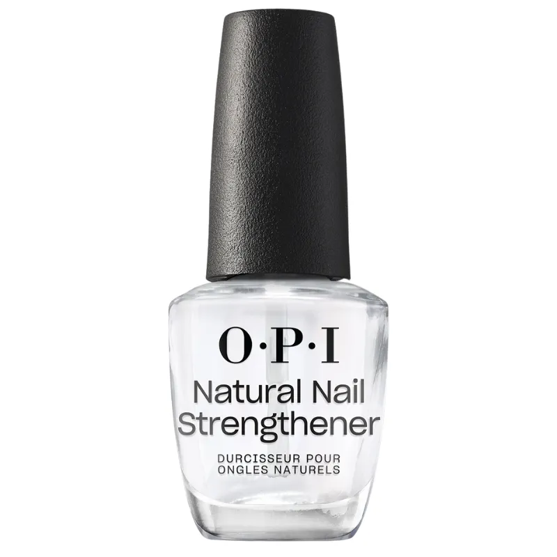 OPI Natural Nail Strengthener base coat fortifiant. Ce produit renforce vos ongles naturels et offre une base solide pour votre couleur préférée. Parfait pour protéger et améliorer l'état de vos ongles.