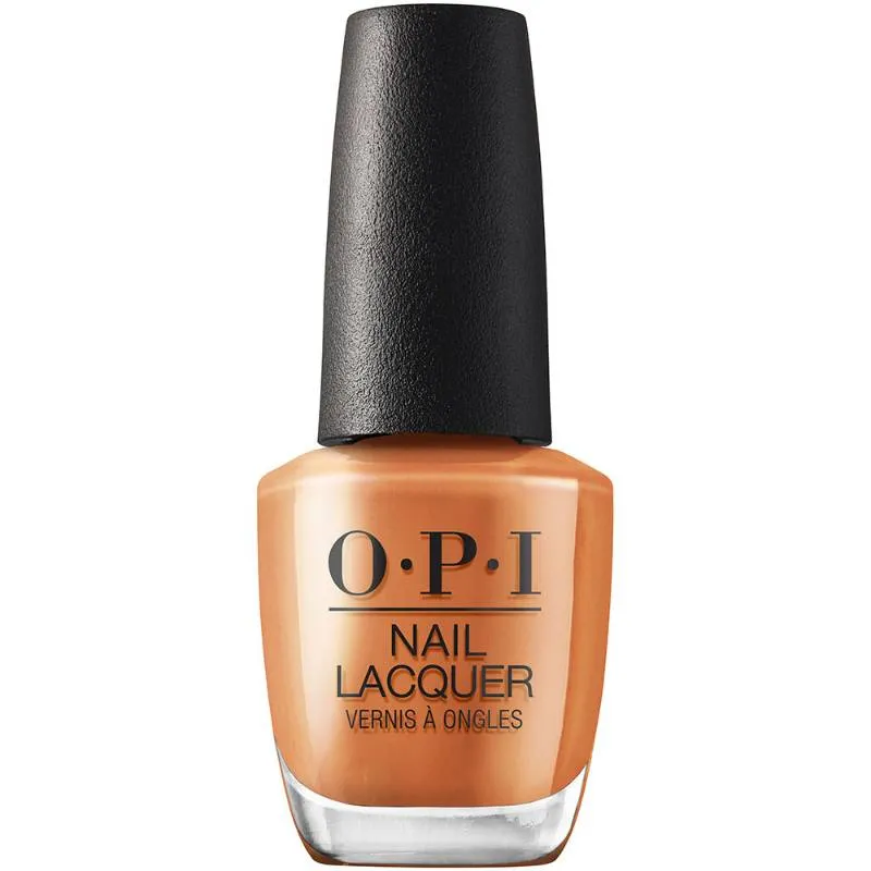 Orange glossy nail polish by OPI, Have Your Panettone and Eat it Too. For a warm and stylish look.