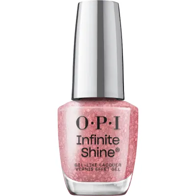 Servin' Pink - Infinite Shine - 15ml OPI Infinite Shine langhoudende nagellak in roze glitterkleur, Servin' Pink. Voor een glamoureuze en sprankelende look.