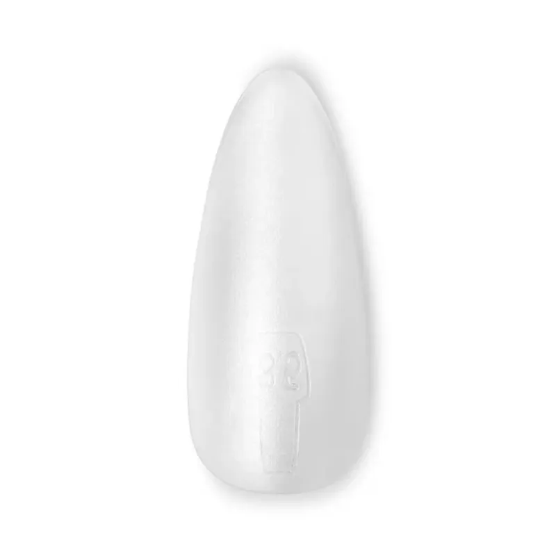 GELevate™ almond soft gel tips – medium length, natural fit.