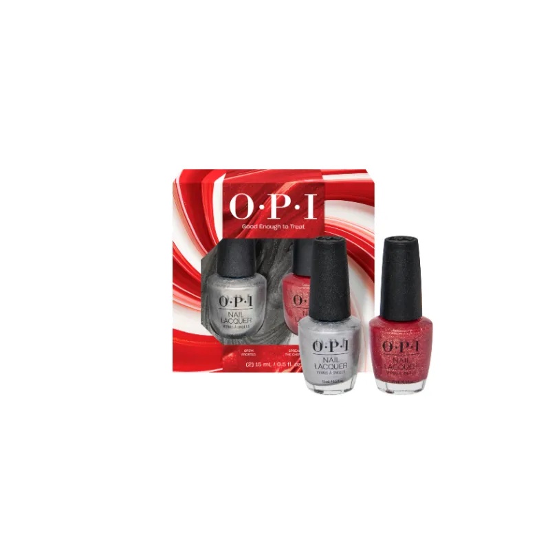 OPI nail polish duo pack – classic red & silver shades, Good Enough to Treat collection