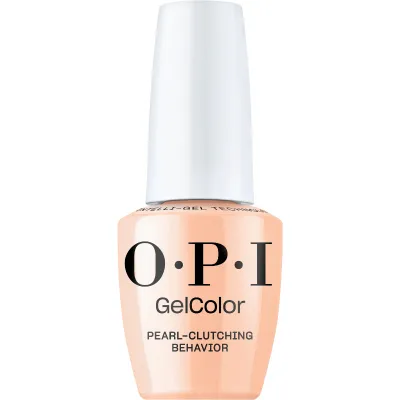 Vernis gel nude brillant d’OPI, Pearl-Clutching Behavior. Pour un look soigné et naturel.