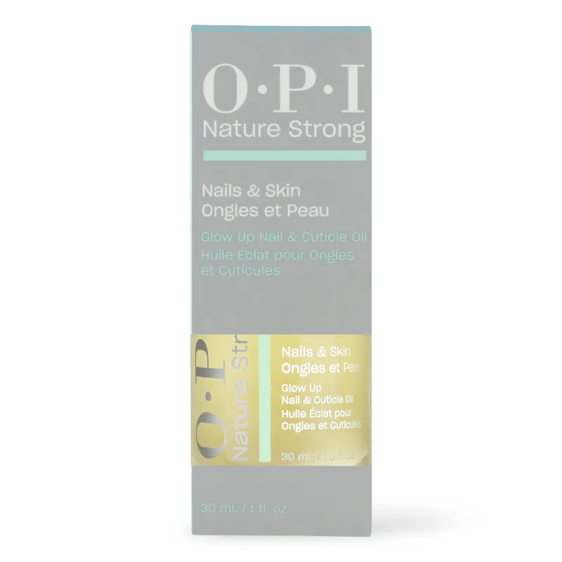 OPI Glow-Up Cuticle Oil with vitamin E and natural oils for soft, hydrated cuticles and an uplifting scent experience.