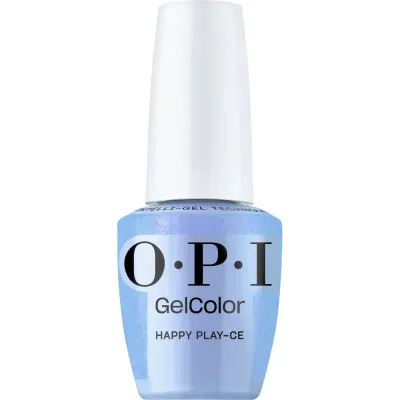 Vernis gel OPI Happy Play-ce, couleur bleue joyeuse avec finition scintillante, gel parfait pour un look dynamique et lumineux.