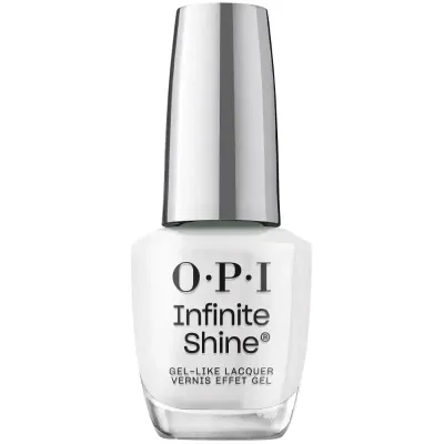 OPI Infinite Shine Funny Bunny – long-lasting white nail polish with a shiny finish, no lamp needed.