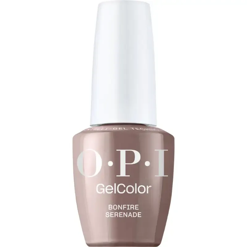 OPI Bonfire Serenade vernis gel brun avec finition brillante. Vernis semi-permanent dans une teinte brune intense avec une subtiele brillance.