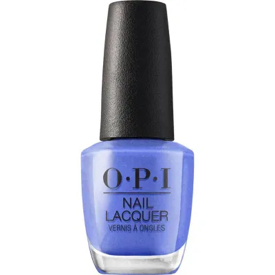 Bleu scintillant, vernis OPI “Days of Pop” – nuance bleue étincelante et brillante.