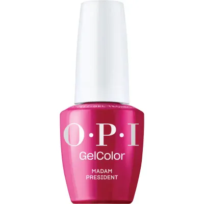Vernis gel OPI Madam President, couleur rose intense avec une finition brillante, gel parfait pour un look confiant et sophistiqué.