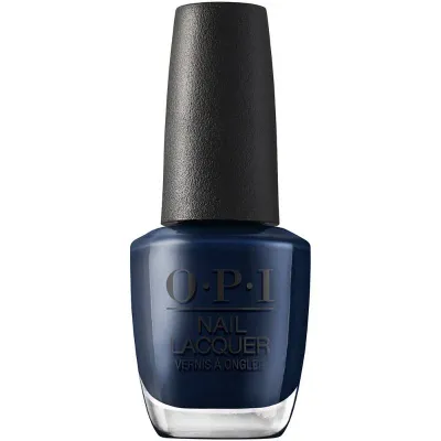 OPI nagellak Midnight Mantra, blauw met een glanzende afwerking voor een mysterieuze en elegante uitstraling.